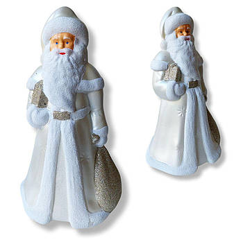 Новорічні прикраси під ялинку Дід Мороз у білій шубі 30 см