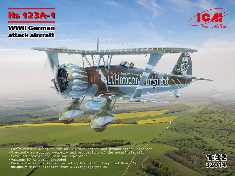 Пластикова модель 1/32 ICM 32014 Henschel Hs 123A-1, фото 1