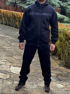 Костюм спортивний Cramp чоловічий теплий великого розміру на флісі Туреччина,5XL, Темно-синій