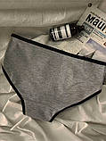 Набір жіночих трусиків 3 шт. (чорний, білий, сірий), бавовняні, комфортні, повсякденні, розмір S, фото 5