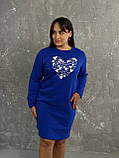 Пряма жіноча сукня на флісі з принтом для повних жінок тепла в спортивному стилі, фото 3