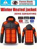 Чоловіча Куртка з Підігрівом (L) 32 Зон USB | Чорна, 3 Режими (35-55°C) | Термокуртка для ЗСУ, Риболовлі, Полювання, Роботи, фото 3