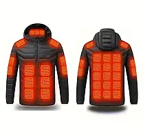 Чоловіча Куртка з Підігрівом (L) 32 Зон USB | Чорна, 3 Режими (35-55°C) | Термокуртка для ЗСУ, Риболовлі, Полювання, Роботи