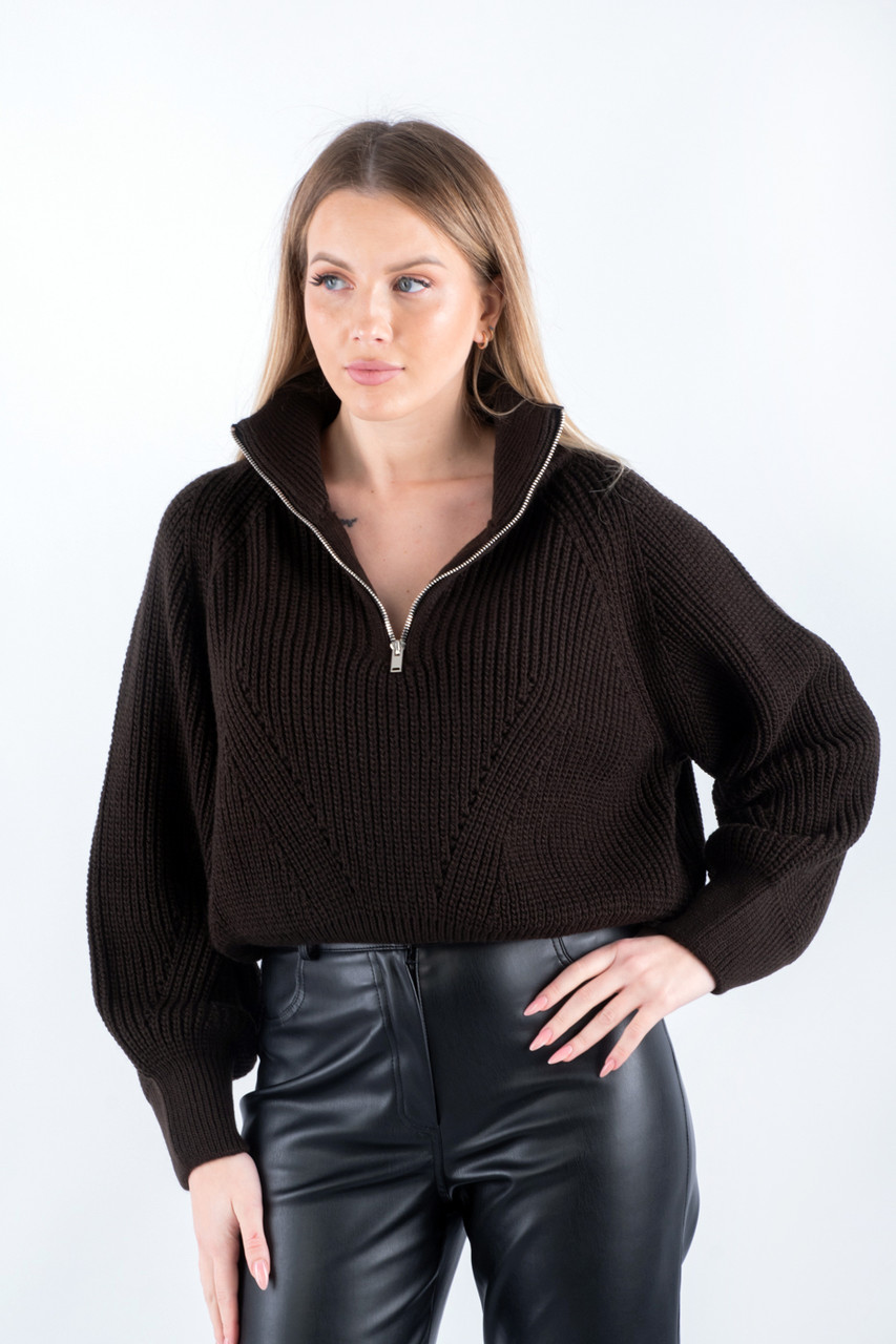 Cветр поло з блискавкою шоколадний 102182 (2000000157566), фото 1