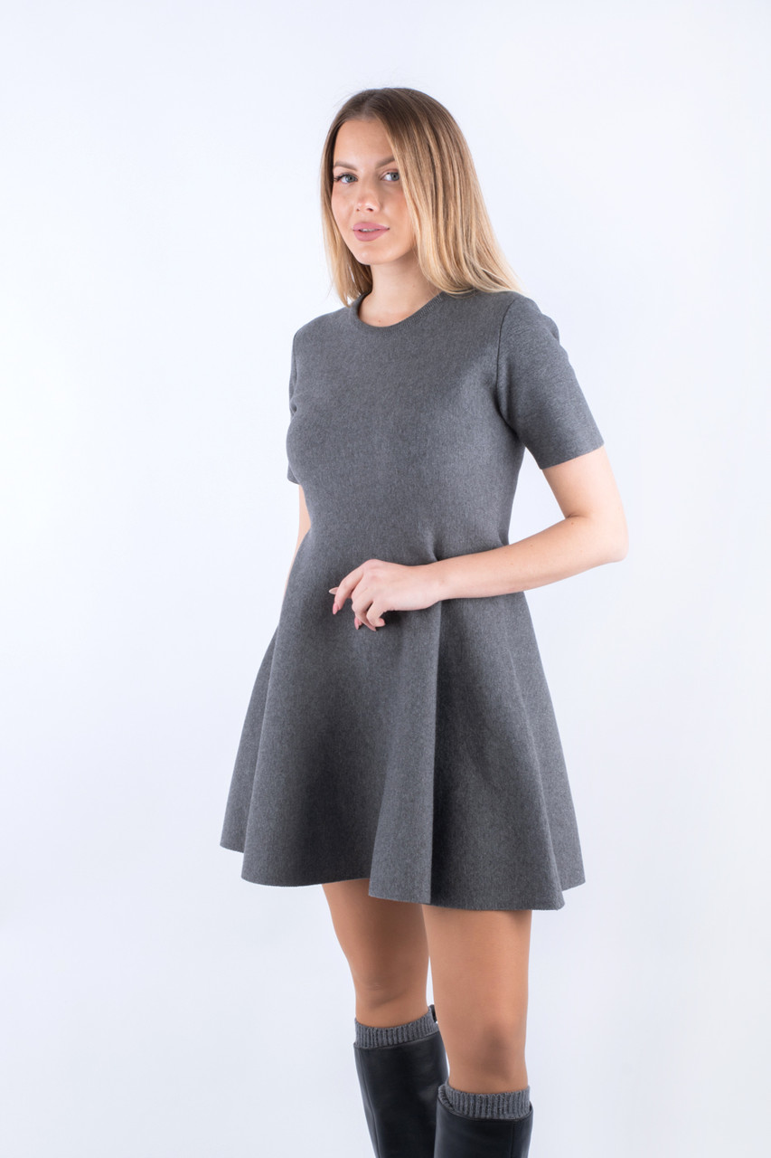 Cукня міні трикотажна з розкльошоним низом сіра 90258 (2000000157863), фото 1