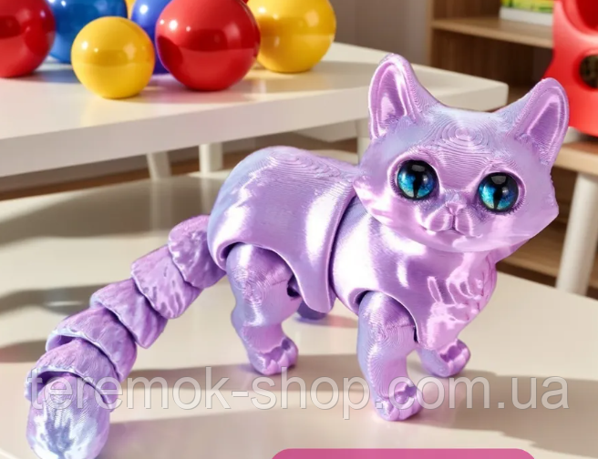 Іграшка антистрес Котик Сфінкс перламутровий фігурка рухома 16 см шарнірна 3D, фото 1