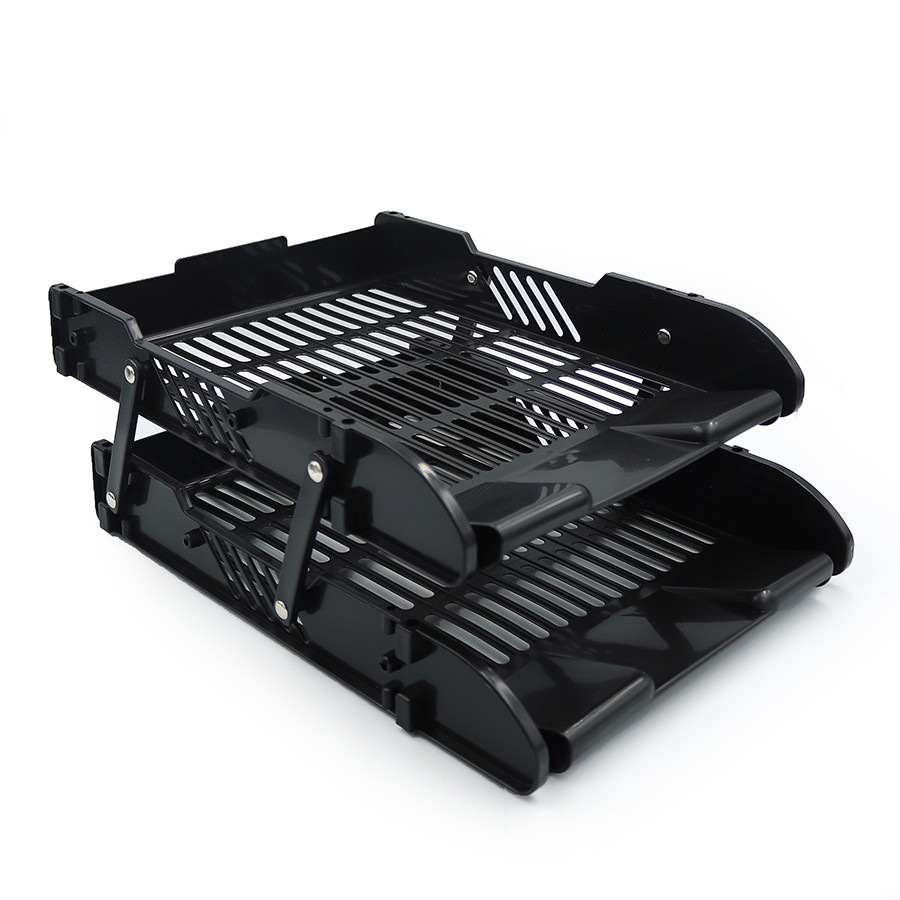 Лоток для паперу горизонтальний пластиковий 2 секції чорний 3093-BK