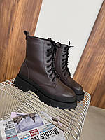 Ботинки шоколад кожа зима Размер: 36 (23.5)