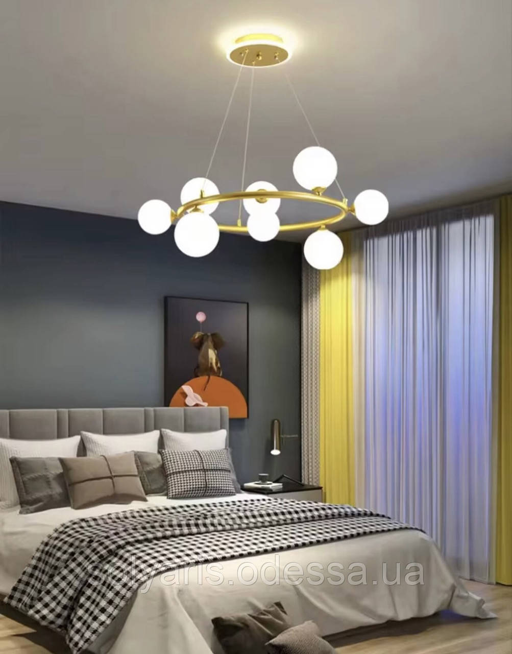 Люстра в стилі модерн на 8 плафонів 68см латунь, фото 1