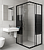 Душова кабіна Sunways Linea 80х80х180 см без піддона чорна квадратна з малюнком розсувні двері скло 5мм, фото 2