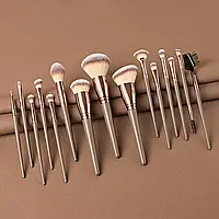 Luxury large makeup brush набір пензлів для макіяжу 15 шт професійні пензлі з м якого ворсу, повний набір для обличчя та очей