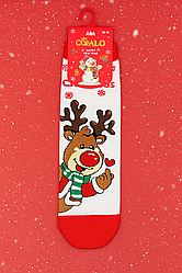 Новорічні шкарпетки жіночі 36-41 білі Coalo 6327-2