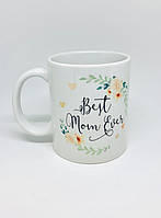 Чашка керамическая для мамы белая с надписью Best Mom для подарка на праздник или знак внимания BROWN