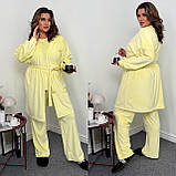 Жовтий велюровий жіночий домашній костюм-трійка батал, фото 2