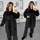 Чорний велюровий жіночий домашній костюм-трійка батал, фото 3
