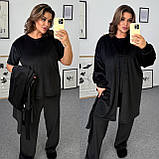 Чорний велюровий жіночий домашній костюм-трійка батал, фото 2