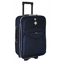 Дорожня валіза на колесах Bonro Style M невелика тканинна синя з кодовим замком і висувною ручкою, фото 4