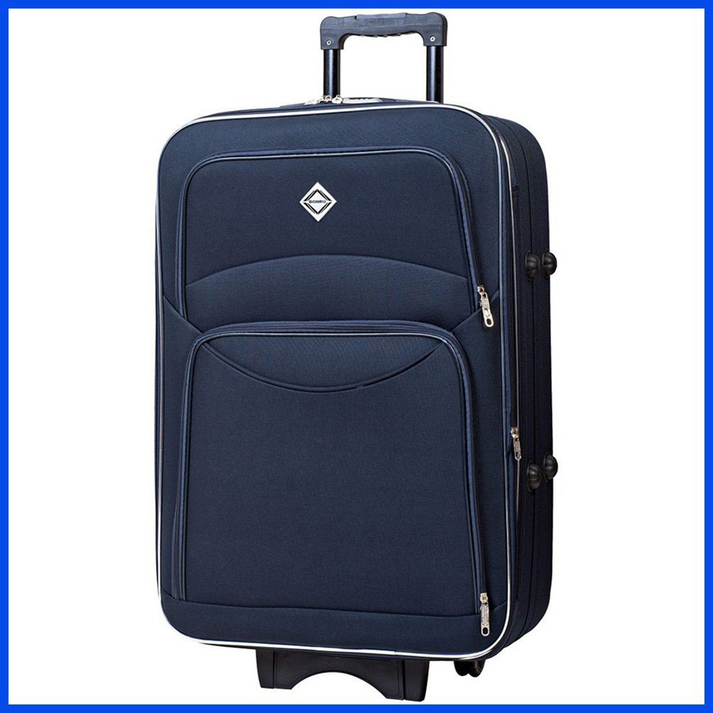 Дорожня валіза на колесах Bonro Style M невелика тканинна синя з кодовим замком і висувною ручкою