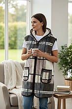 997 Безрукавка подовжена на овчині з капюшоном