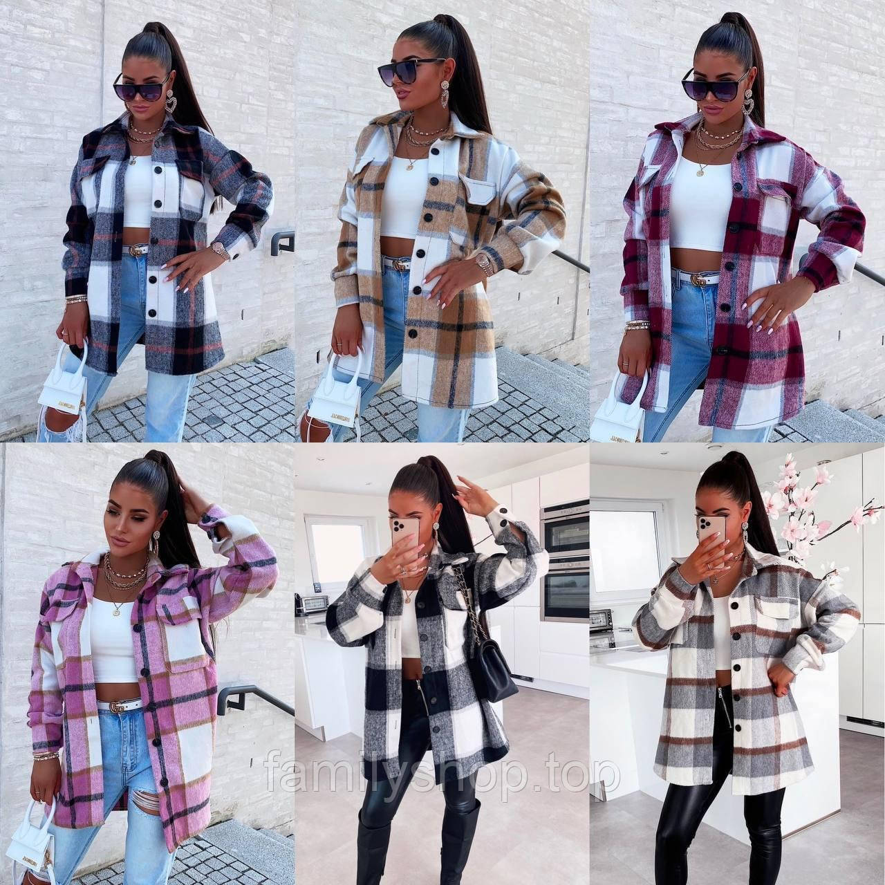 Байкова сорочка в карту жіноча тепла модна оверсайз бавовняна, розміри 42/46, 48/52,, фото 1
