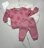 Костюм двійка дитячий на флісі з Квіточками на дівчинку 74-92 см (3кв) "PONI KIDS" оптом в Одесі на 7км