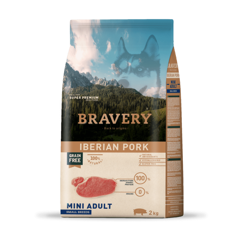 Bravery DOG Adult Mini Iberian Pork для собак малих порід, з іберійською свининою 2кг, фото 1