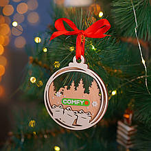 Новорічна іграшка з логотипом 3-х шарові. Корпоративні новорічні іграшки та прикраси. Іграшки з лого. Бізнес подарунки