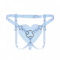 Трусики Серце для страпону Feral Feelings — Hearts Strap-on Belt, блакитні, прозорі