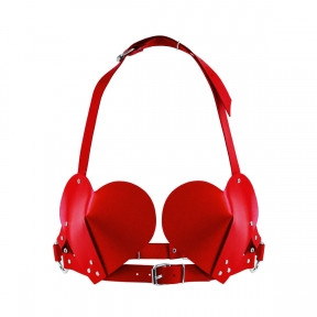 Ліф Серце з натуральної шкіри Feral Feelings — Hearts Bra, червоний