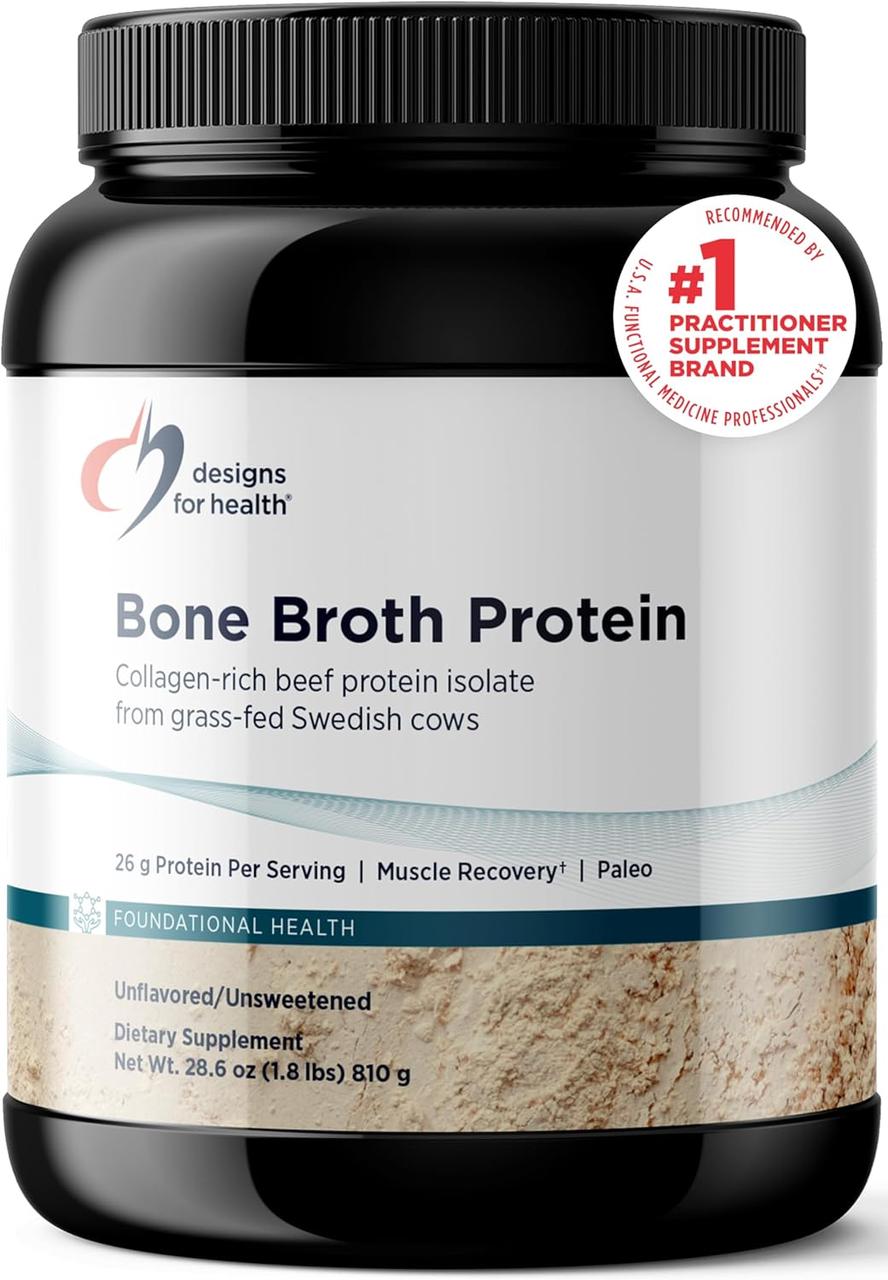 Designs for Health Bone Broth Protein (formerly PurePaleo) / Яловичий протеїн із кісткового бульйону без смаку 810 г