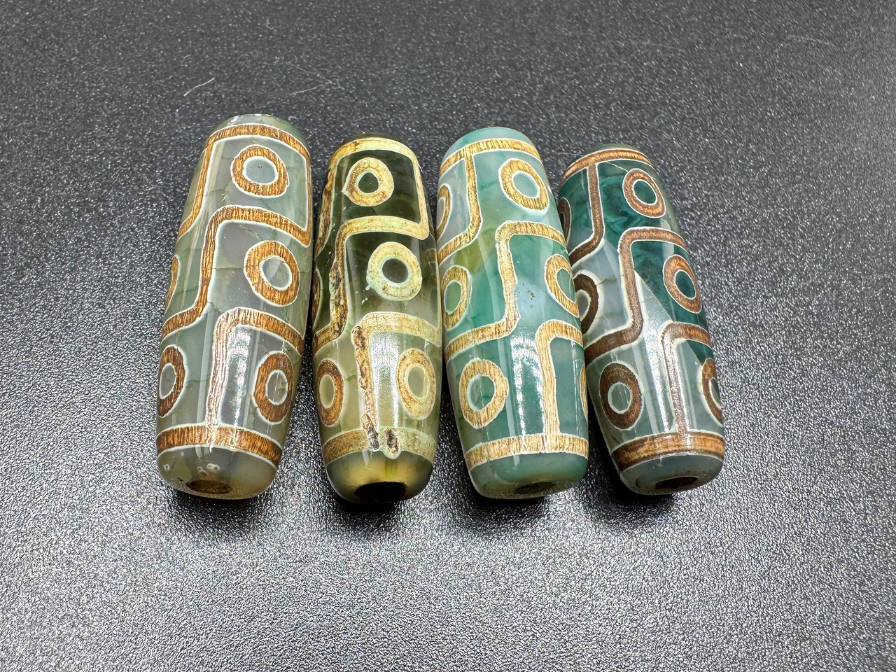 Бусина агат Дзі 9 очей 2сорт, зеленувато-коричневий 1 шт., фото 1