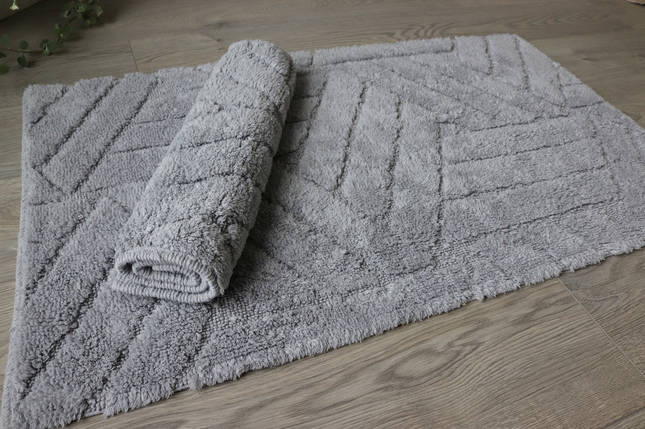 Набір килимків бавовняних для ванної та туалету 60x100 50x60 см Vonaldy Elite 2917/grey, фото 1