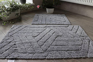 Набір килимків бавовняних для ванної та туалету 60x100 50x60 см Vonaldy Elite 2917/grey, фото 3