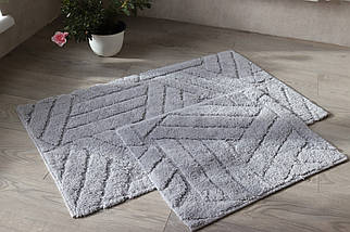 Набір килимків бавовняних для ванної та туалету 60x100 50x60 см Vonaldy Elite 2917/grey, фото 4