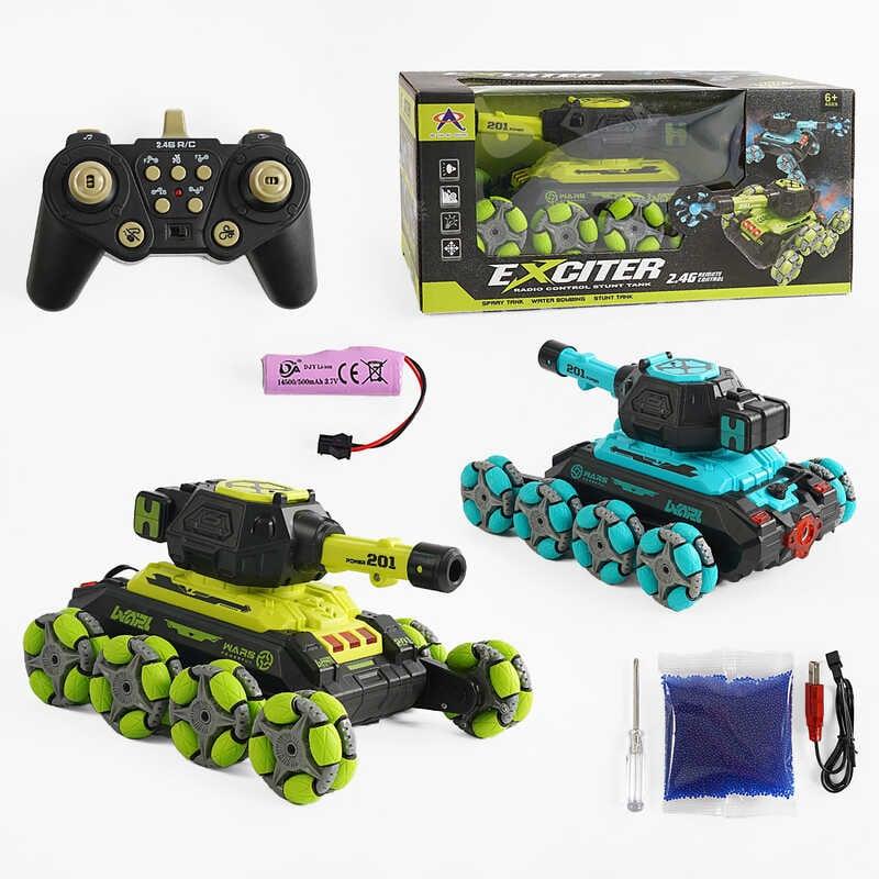 Танк на радіокеруванні - 2 кольори, світло, звук, парогенератор, стріляє орбізами, обертання на 360° KT 908 A