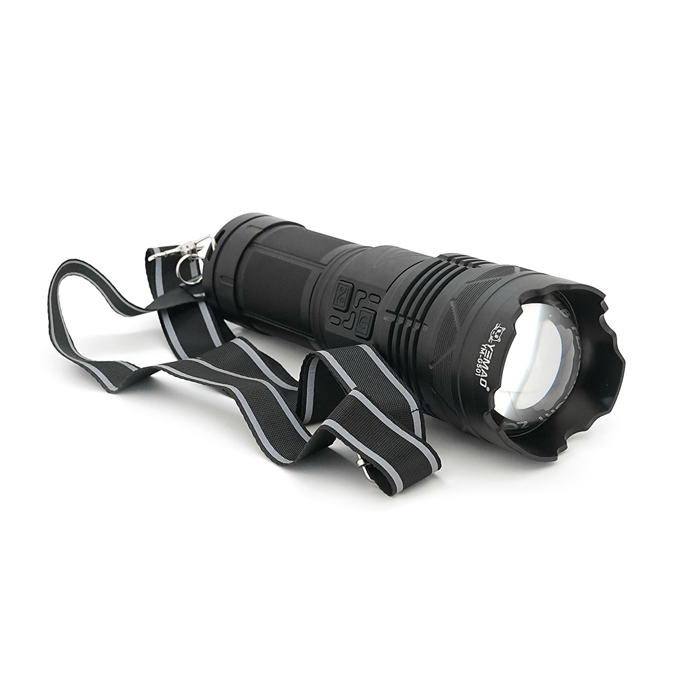 Ліхтар пошуковий YEMAO YM-G501 LED PM60, 4 режими, індикація заряду, живлення від 4*18650, IP65, USB-кабель, 245х195х90 мм, 1,235 кг,, фото 1