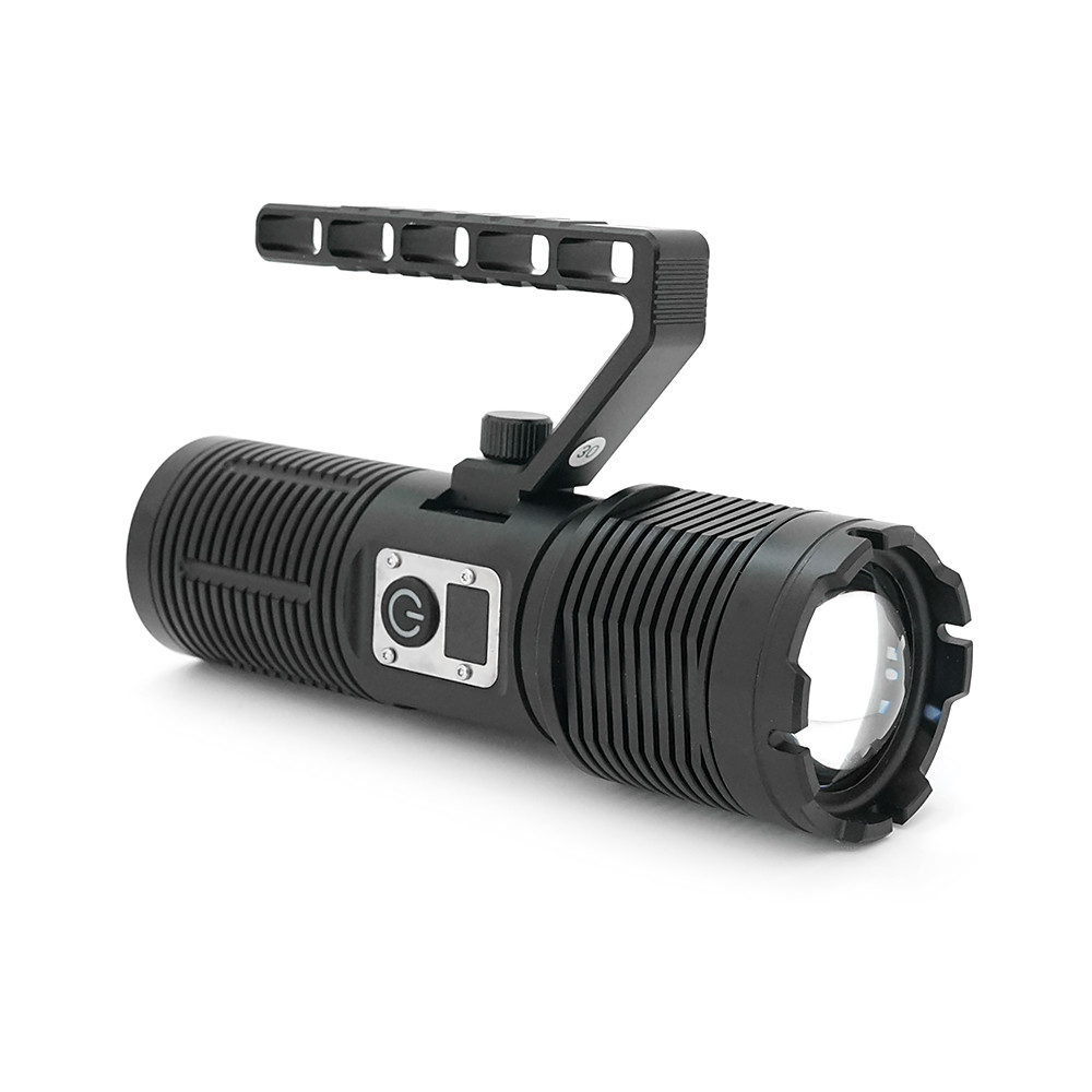 Ліхтар пошуковий BP-2303 LED PM60, 5 режимів, індикація заряду, живлення від 3*18650, IP65, USB-кабель, 255х145х65 мм, 0,860 кг,, фото 1