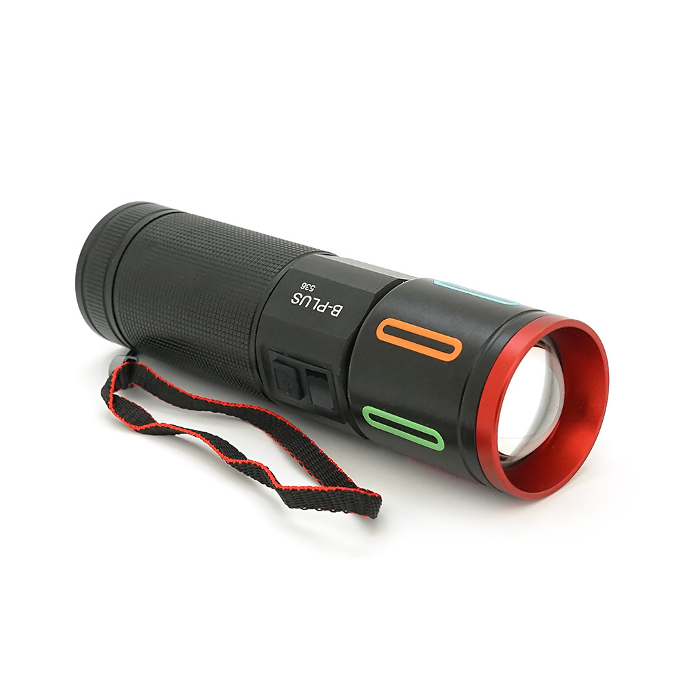 Ліхтар пошуковий BP-536 LED PM60, 3 режими, індикація заряду, живлення від 3*18650, IP65, USB-кабель, 210х120х50 мм, 0,515 кг, Black,, фото 1