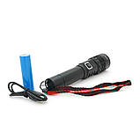 Ліхтарик BP-C16 P50, Zoom, 1 режим, корпус метал, акум 18650, індикація заряду, USB-кабель, BOX, фото 3