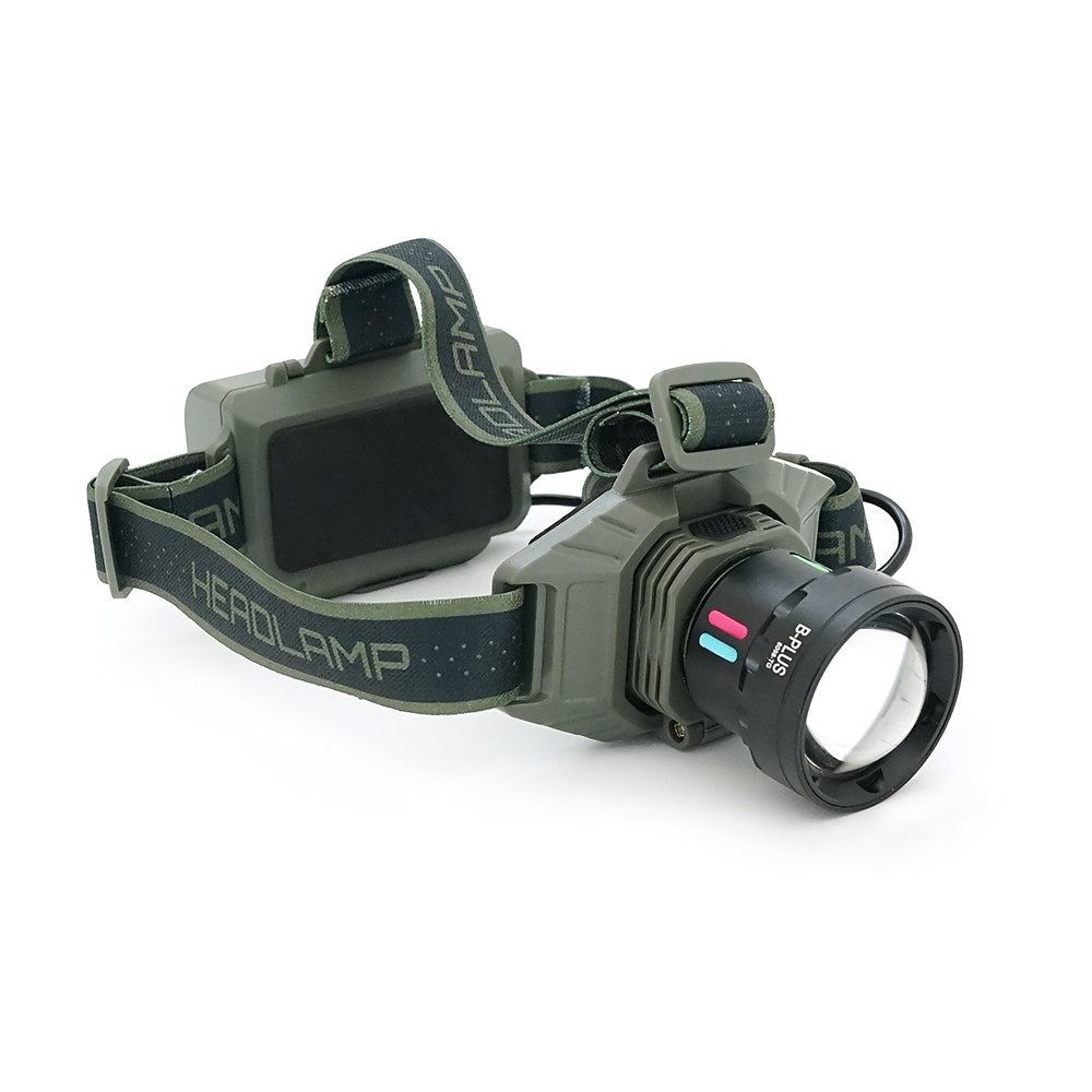 Налобний ліхтарик BP-8098TG, Zoom, 1 режим, корпус метал, водостійкий, живлення від 2*18650, індикація заряду, Type-C кабель, BOX, фото 1