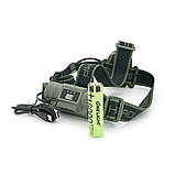 Налобний ліхтарик BP-8099TG, Zoom, 1 режим, корпус метал, водостійкий, живлення від АКБ 18650, індикація заряду, Type-C кабель, BOX, фото 3