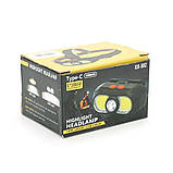 Налобний Ліхтарик KX-302, 3+3 різ., COB, корпус-пластик, водостійкий, 18650 акумулятор, USB кабель, BOX, фото 2