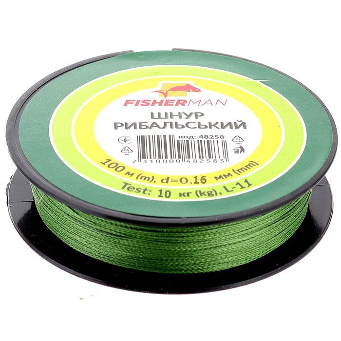 Плетений Шнур для риболовлі Fisherman х4 - жильний 100м 0,16мм, волосінь шнур рибальський для спінінга і фідера, фото 1