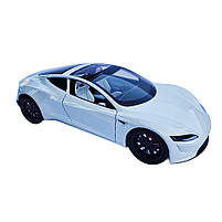 Машинка матал Tesla Roadster Тесла біла електро зарядка 1:24 звук світло 17*6,5*4,5см (RS-03612), фото 3