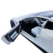 Машинка матал Tesla Roadster Тесла біла електро зарядка 1:24 звук світло 17*6,5*4,5см (RS-03612), фото 5