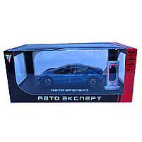 Машинка матал Tesla Roadster Тесла синя електро зарядка 1:24 звук світло 17*6,5*4,5см (RS-03612), фото 2