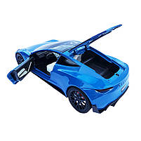 Машинка матал Tesla Roadster Тесла синя електро зарядка 1:24 звук світло 17*6,5*4,5см (RS-03612), фото 4