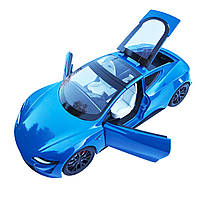 Машинка матал Tesla Roadster Тесла синя електро зарядка 1:24 звук світло 17*6,5*4,5см (RS-03612), фото 5