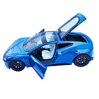 Машинка матал Tesla Roadster Тесла синя електро зарядка 1:24 звук світло 17*6,5*4,5см (RS-03612), фото 6