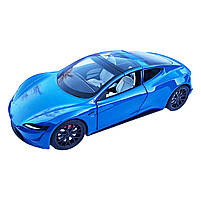 Машинка матал Tesla Roadster Тесла синя електро зарядка 1:24 звук світло 17*6,5*4,5см (RS-03612), фото 9